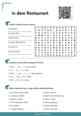 Karta pracy – in dem Restaurant