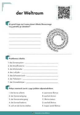 Karta pracy – der Weltraum